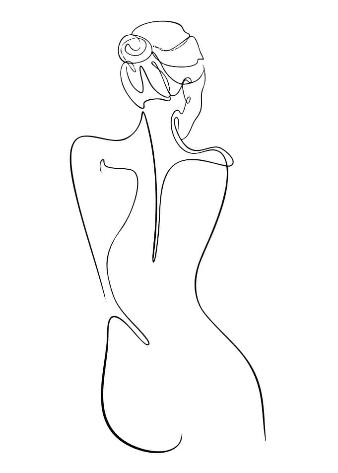 Minimalist Line Art of Woman's Back