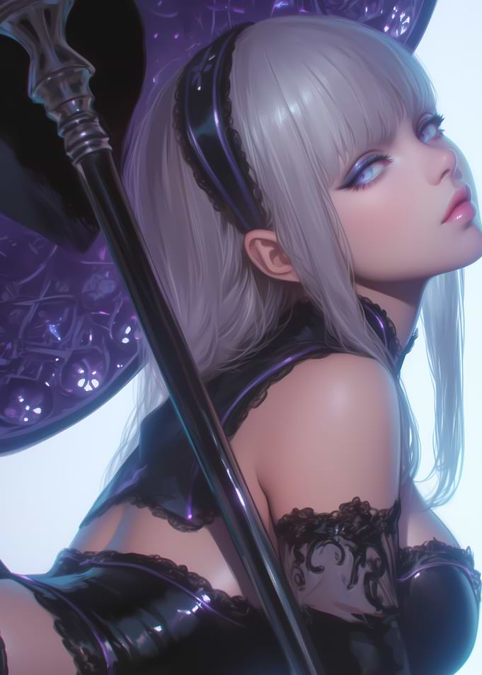 Gothic Anime Girl Magic Caster