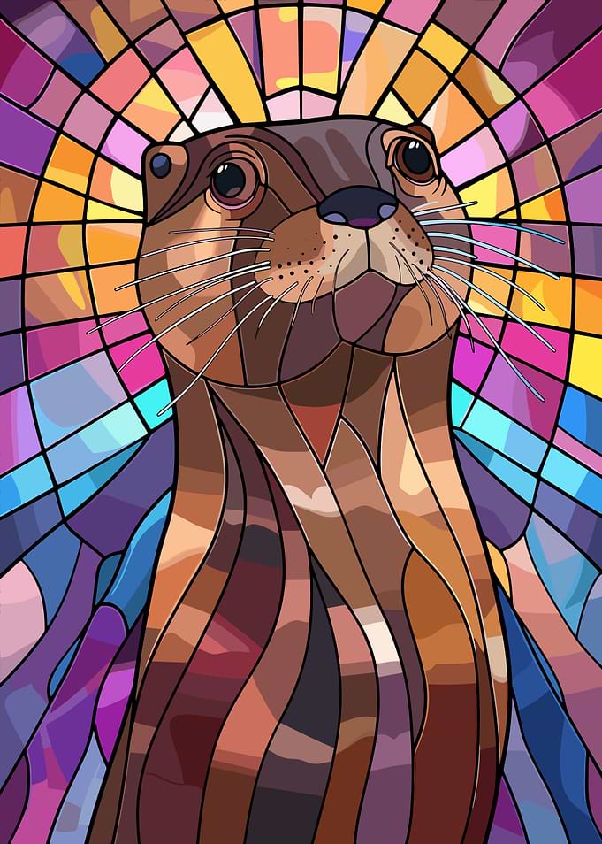 Stained Glass Otter Portrait