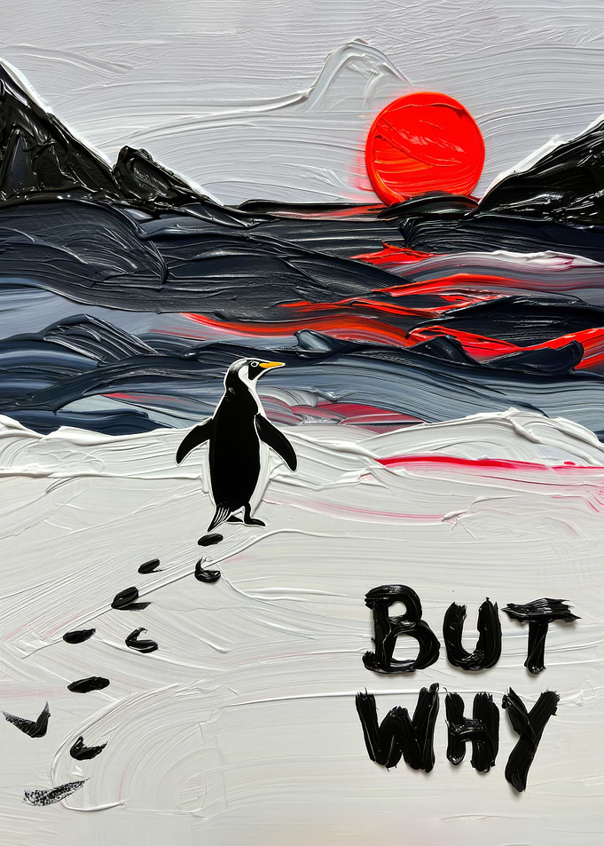 Penguin and the Red Sun