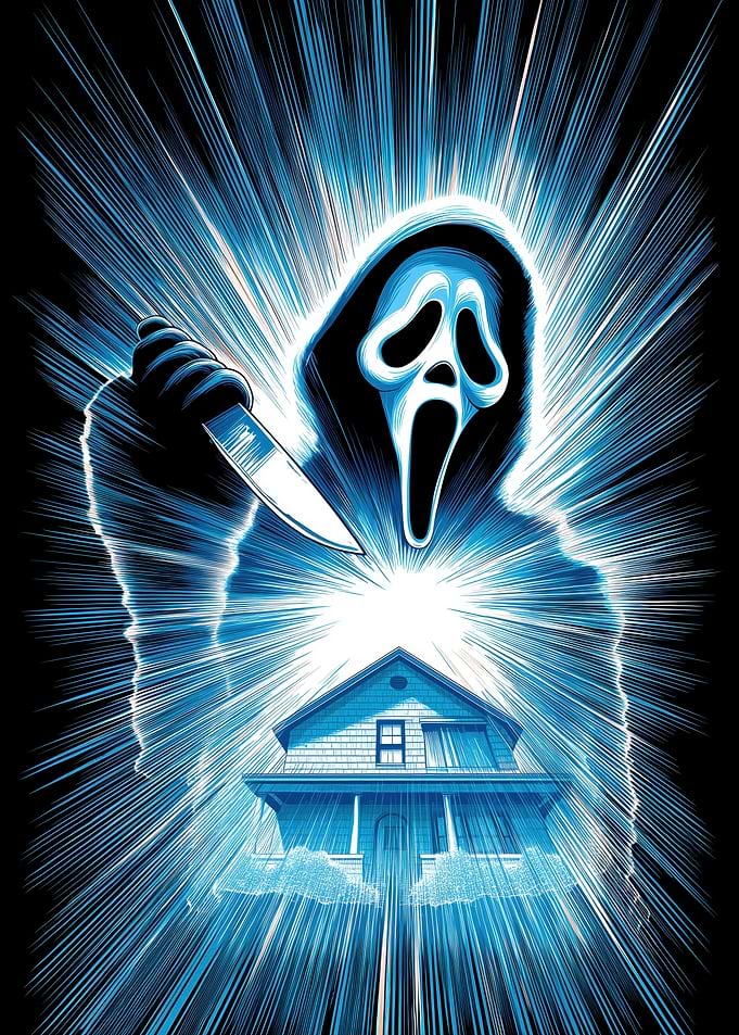 Ghostface with Knife and House