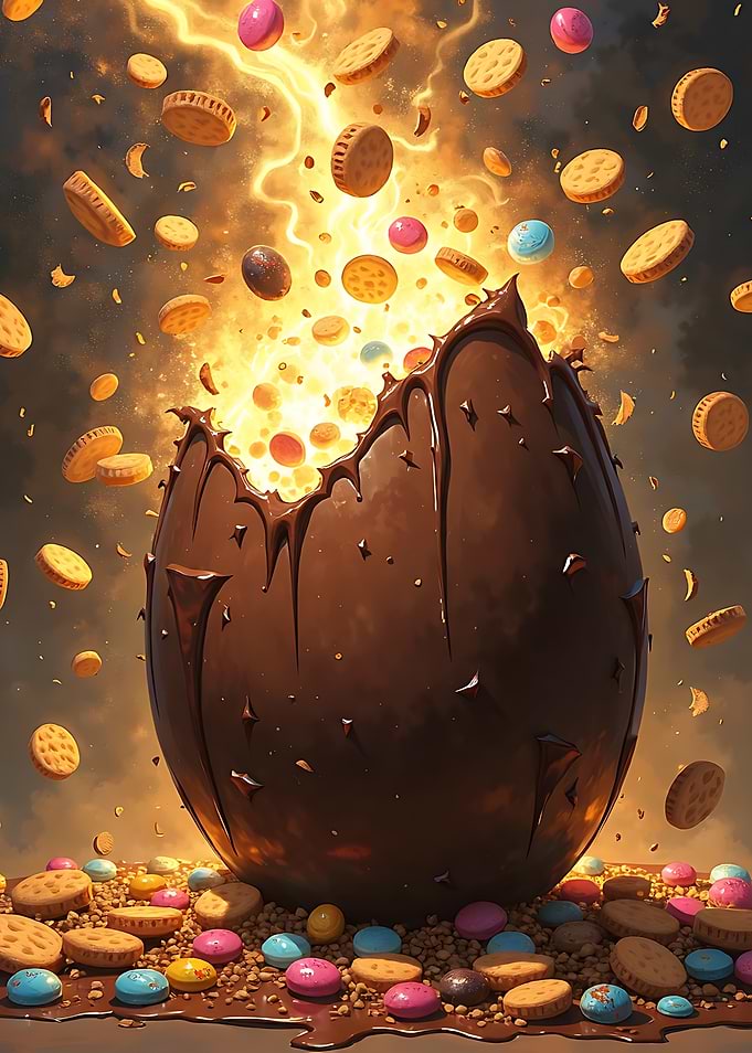 Exploding Chocolate Easter Egg with Cookies