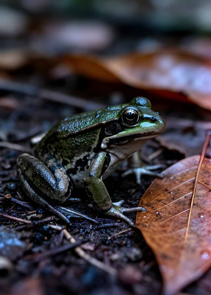 Green Frog on Forest Floor