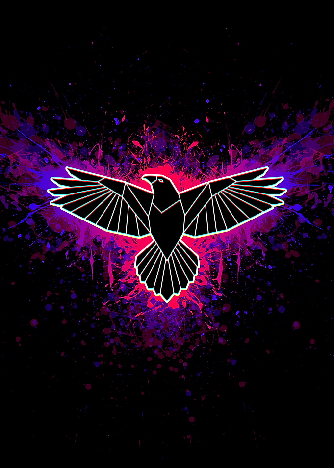 Geometric Raven with Neon Splatter