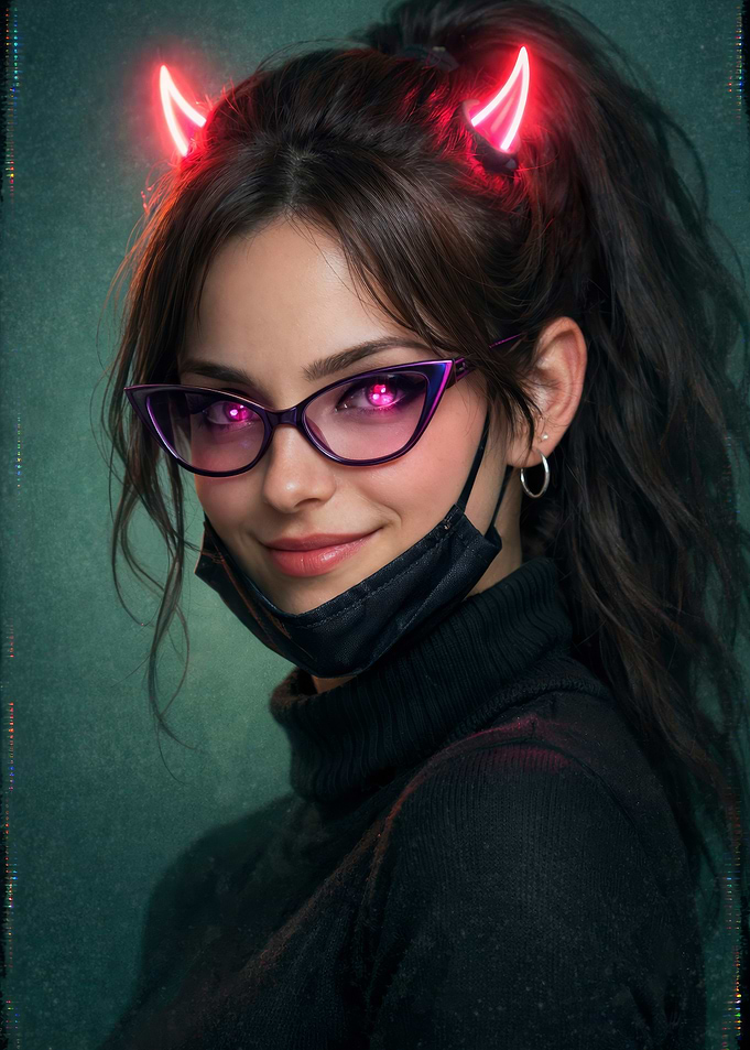 Woman with Devil Horns and Glasses