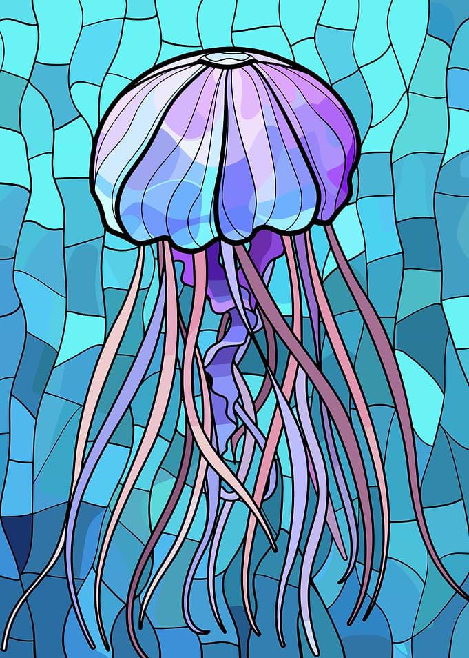 Jellyfish in Blue Water