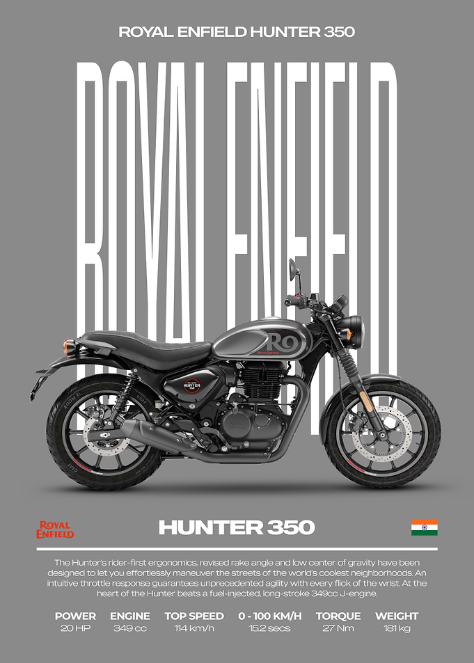Royal Enfield Hunter 350 Motorcycle Poster