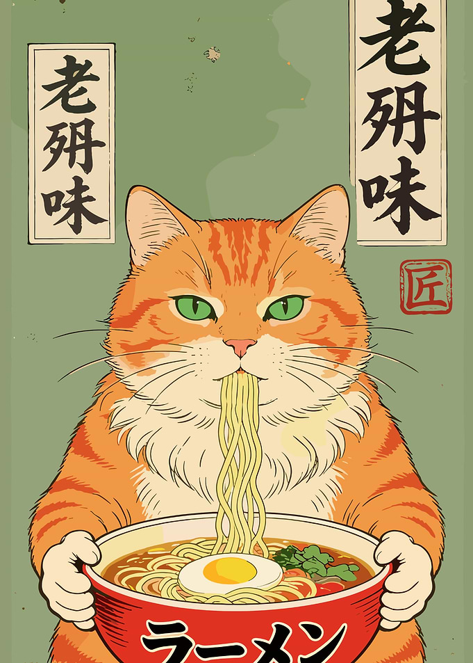 Orange Tabby Ramen Slurp