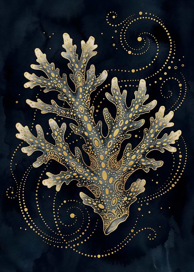 Golden Coral on Dark Background