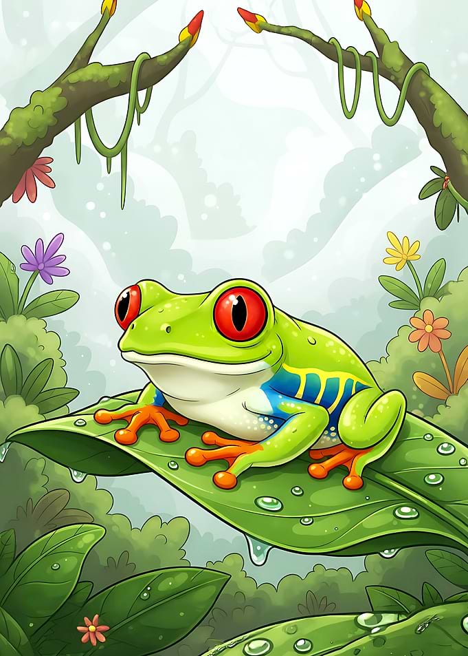 Red-Eyed Tree Frog on a Leaf