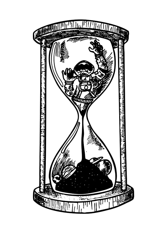 Astronaut trapped in an hourglass