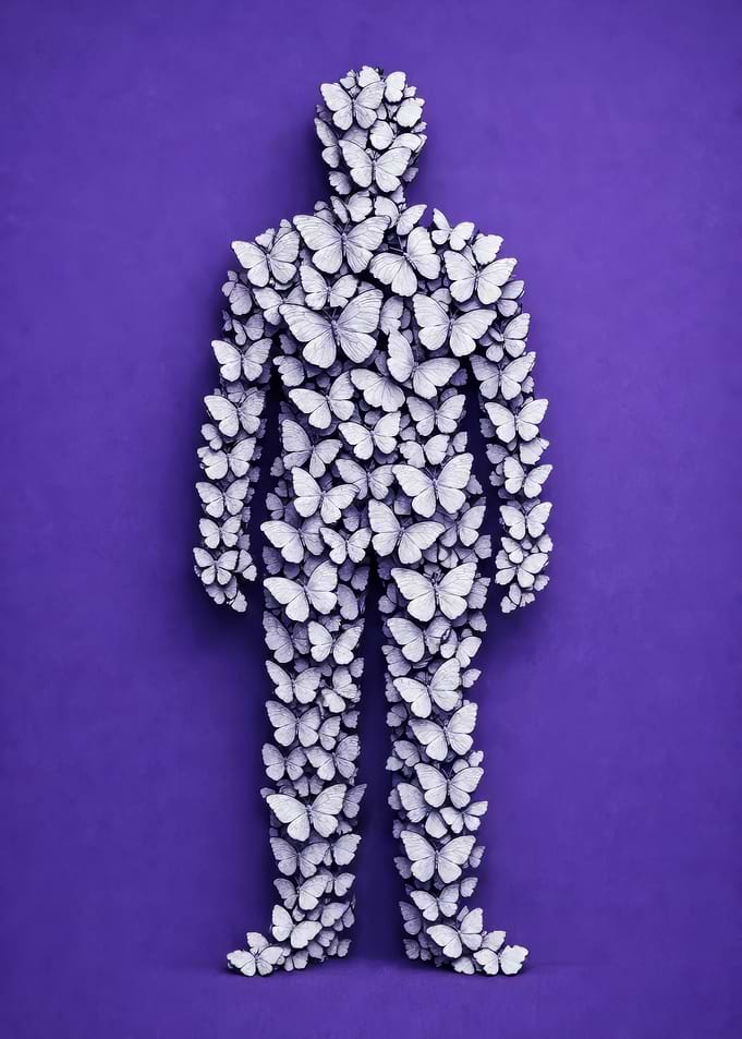 Human Figure Made of Butterflies
