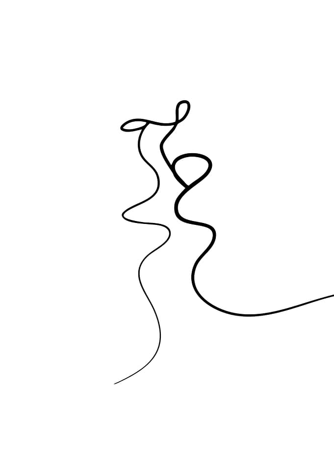 Abstract Line Art of Two Faces Kissing