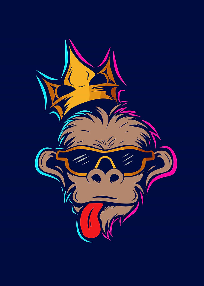 Cool Monkey King with Sunglasses and Crown