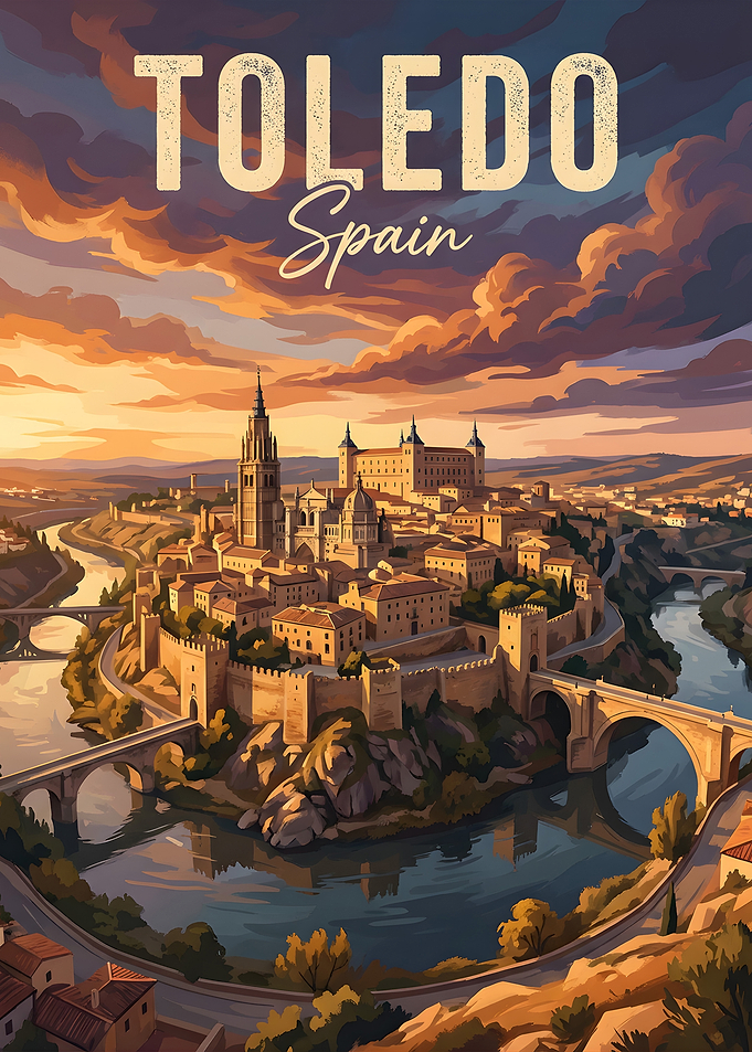Toledo, Spain Cityscape at Sunset