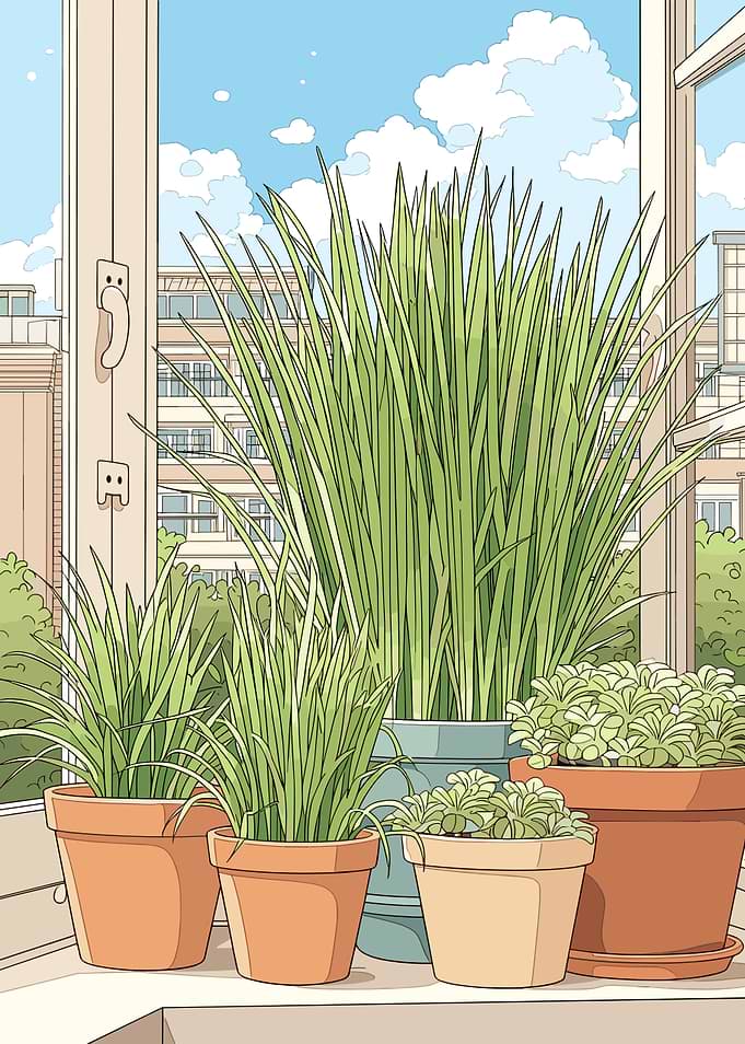 Potted plants on a windowsill
