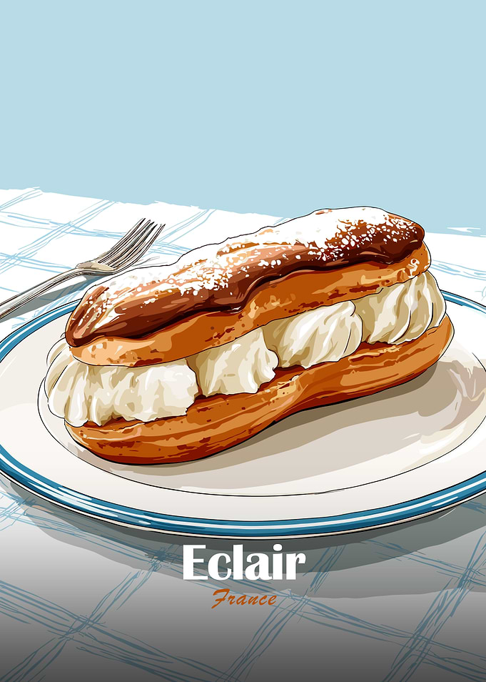 Delicious Eclair on a Plate