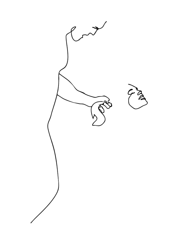 Minimalist Line Art of Two Faces