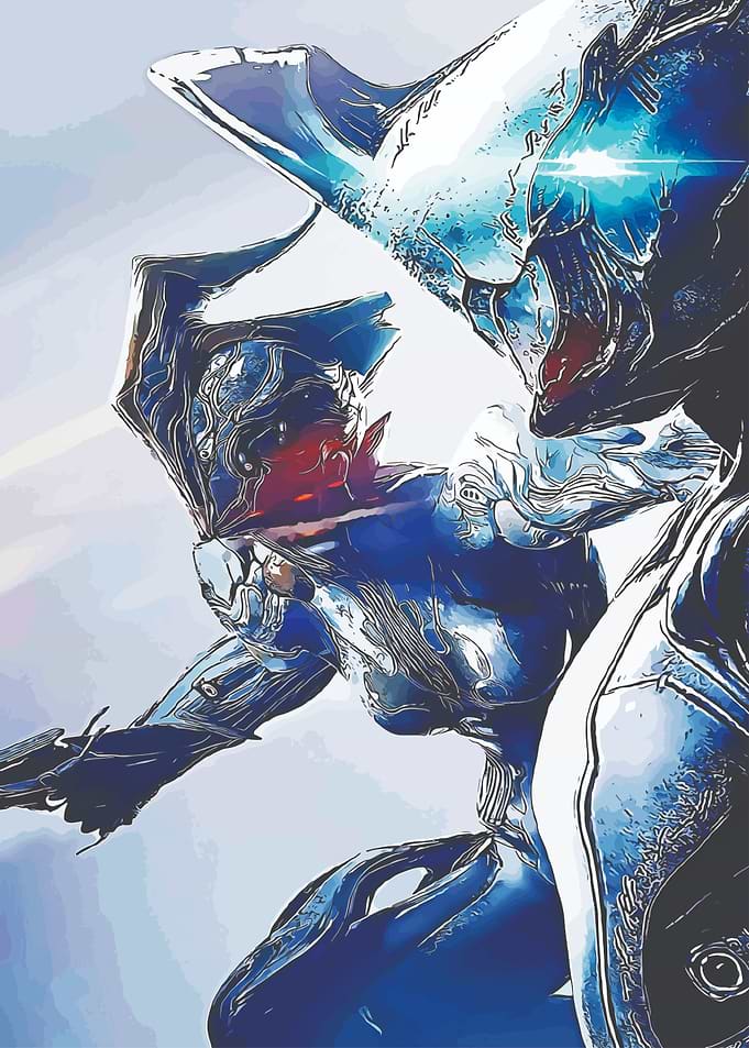 Warframe Blue Futuristic Warrior