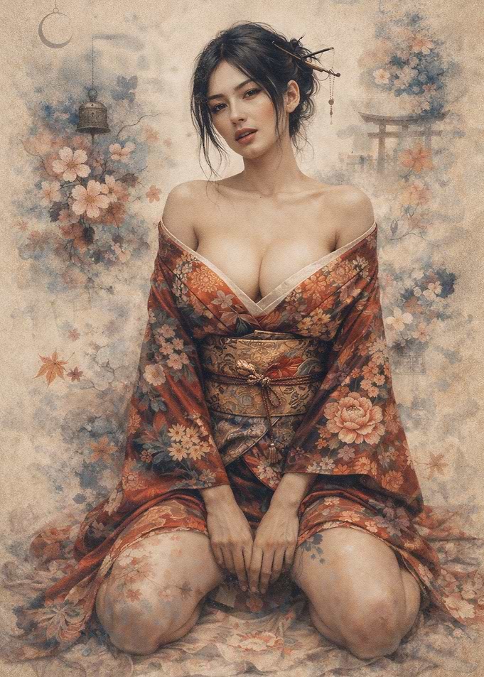 Geisha in Floral Kimono