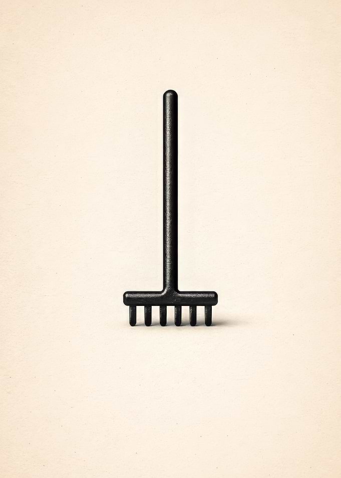 Black Rake on a Textured Background