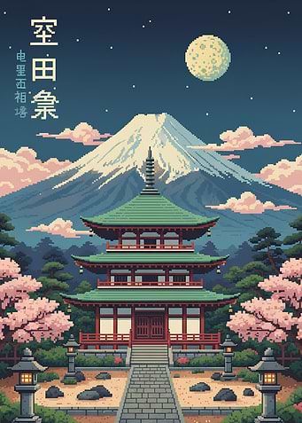 Retro Pixel Fuji Night