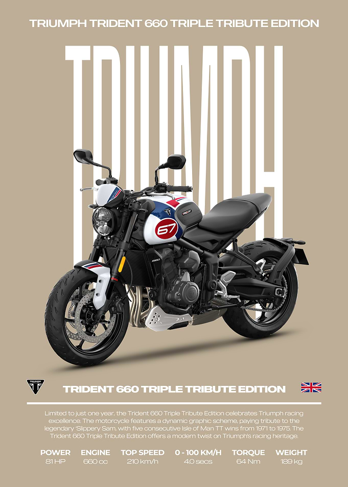 Triumph Trident 660 Triple Tribute Edition Motorcycle Poster