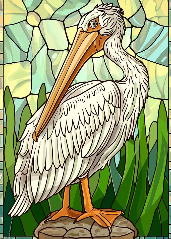 Stained Glass Pelican Art