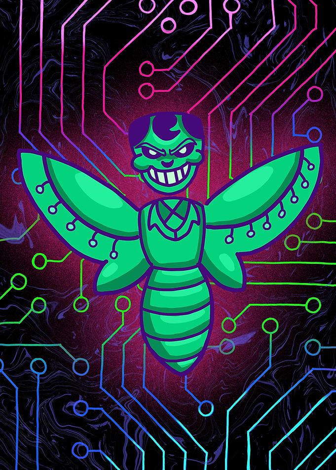 Green Cyberpunk Insectoid Character