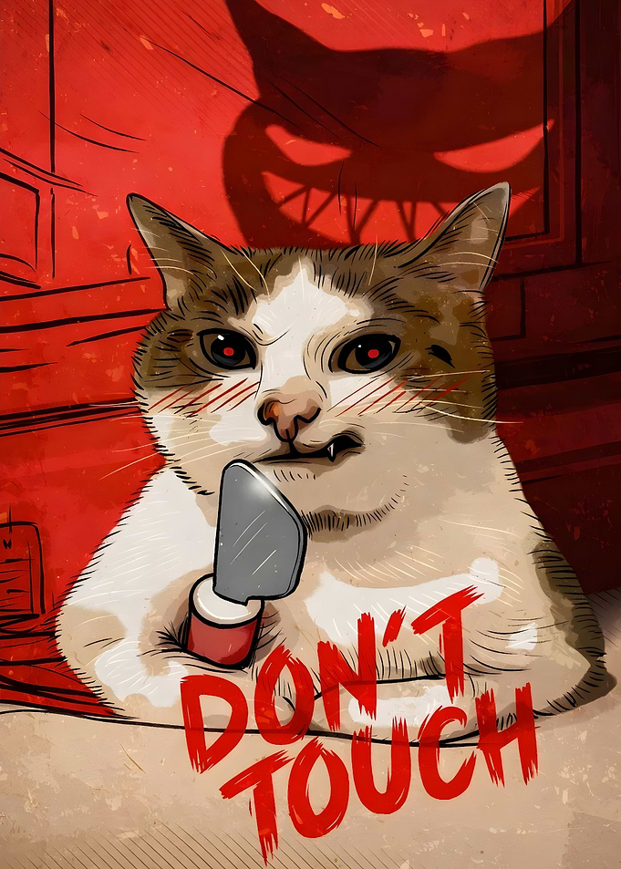 angry Cat with Knife