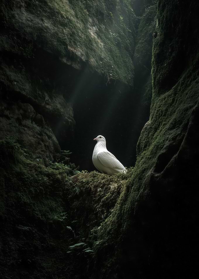 White Dove in Mossy Canyon
