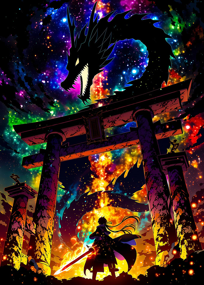 Dragon Over Torii Gate