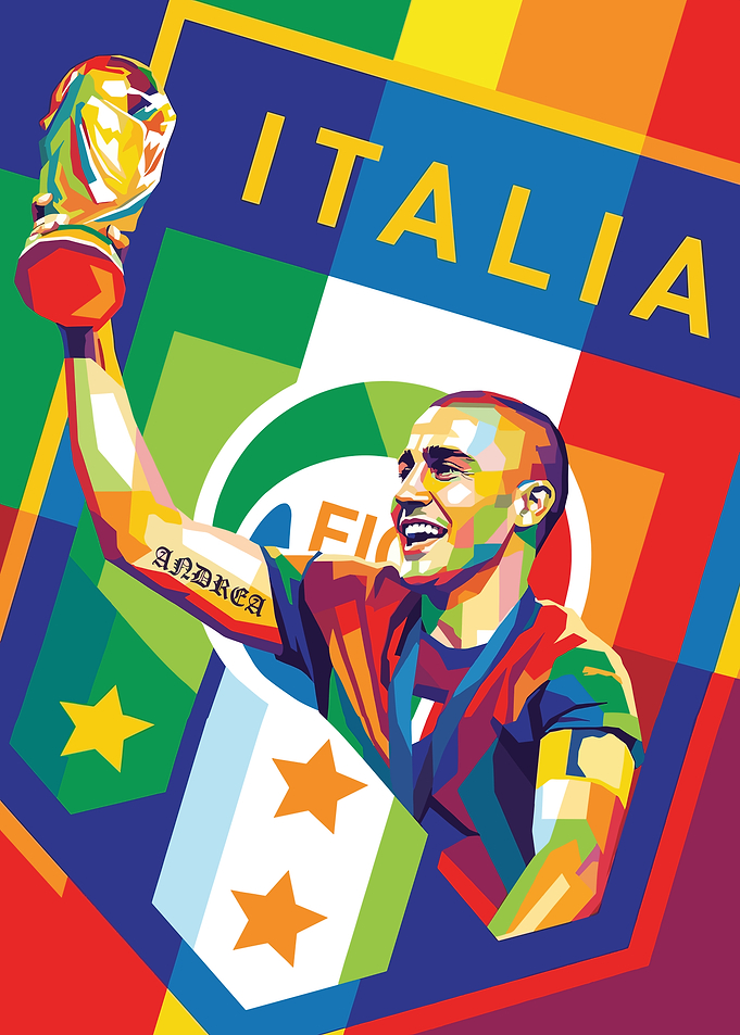 Italian Footballer Holding Trophy