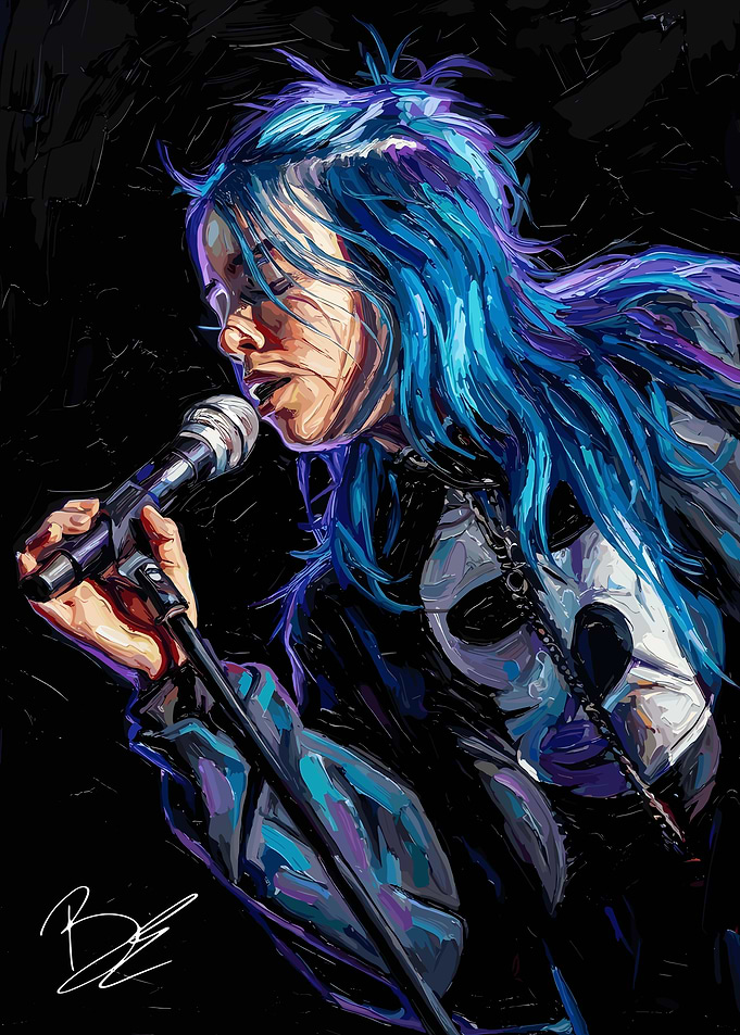 Billie Eilish Performing with Blue Hair