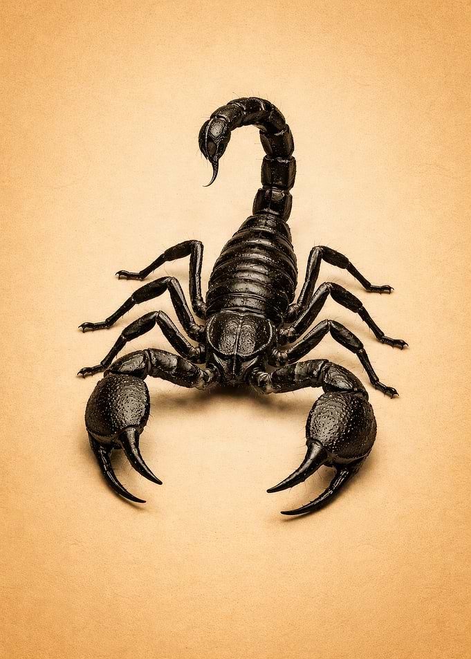 Black Scorpion on Sepia Background