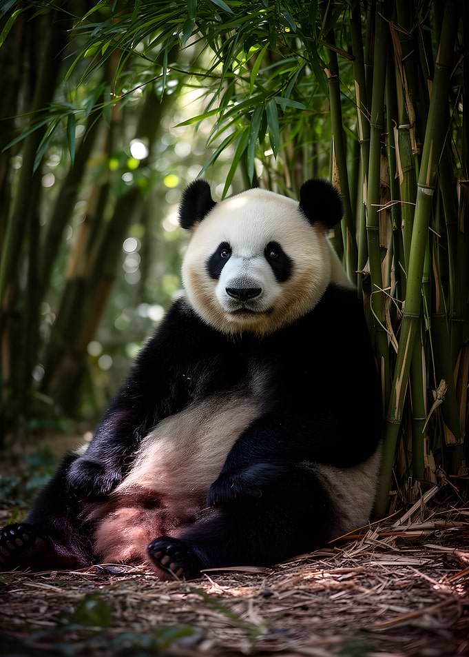 Panda in a Bamboo Forest