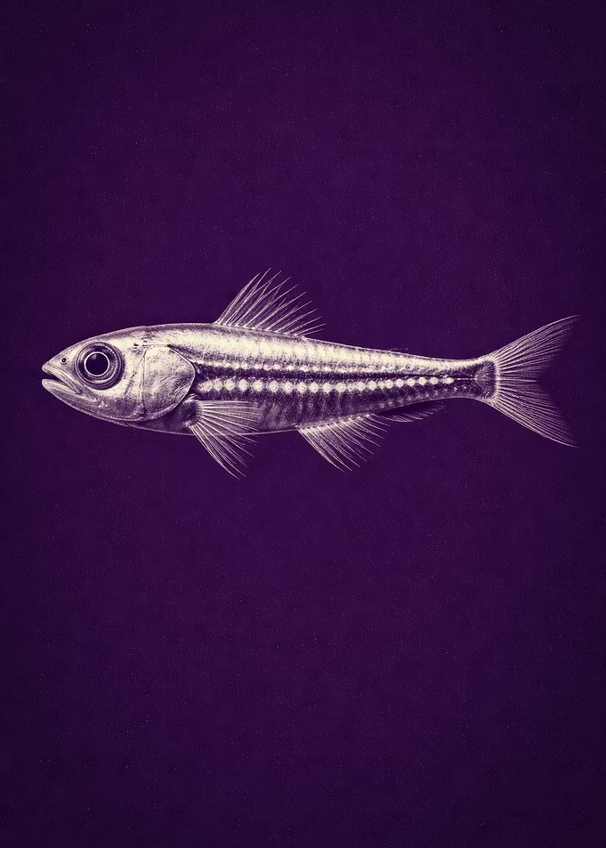 Silver Fish on Purple Background