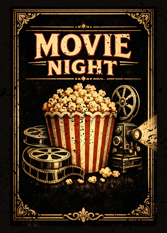 Movie Night Popcorn and Projector