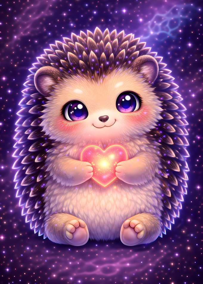 Cute Hedgehog Holding a Heart