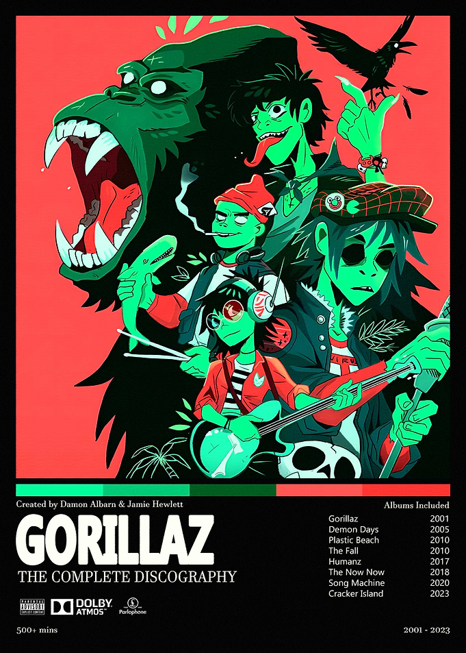 Gorillaz Complete Discography Poster