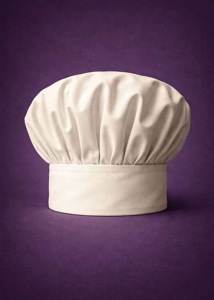 White Chef's Hat on Purple Background