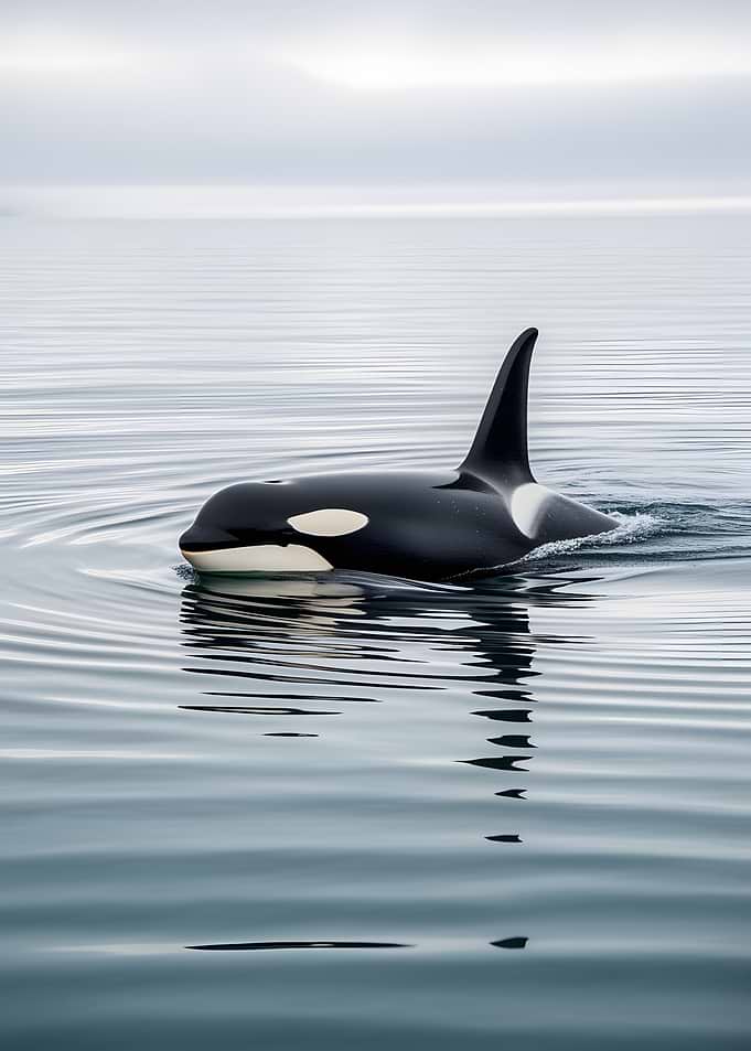Orca whale swimming in calm water