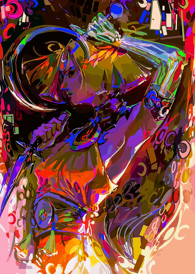 Vibrant Abstract Portrait of a Warrior
