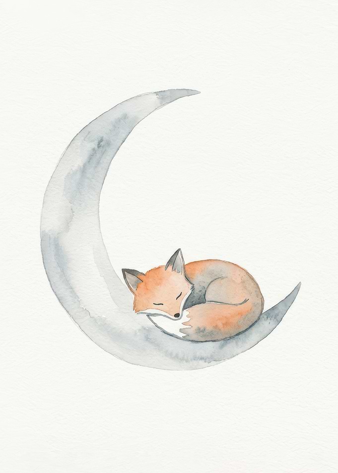 Sleeping Fox on a Crescent Moon