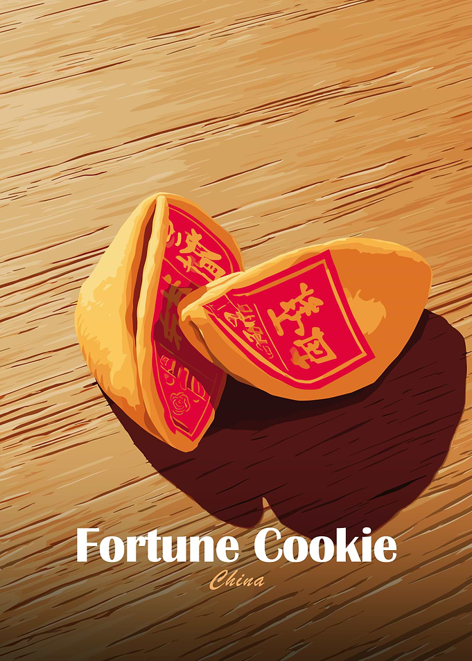Fortune Cookies on Wooden Table