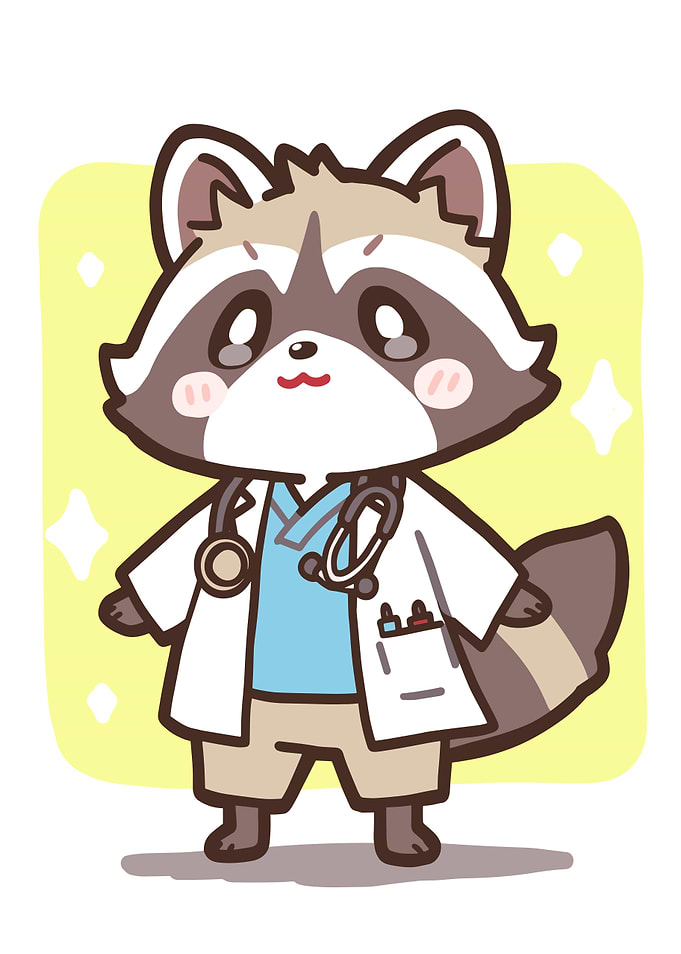 Cute Raccoon Doctor with Stethoscope
