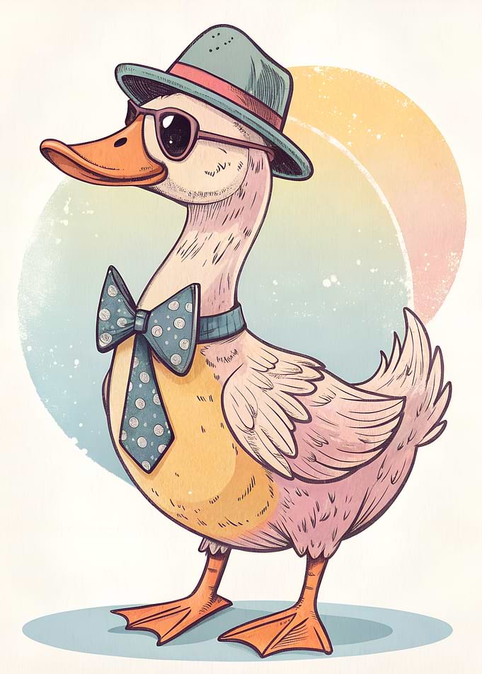 Dapper Duck in Hat and Sunglasses
