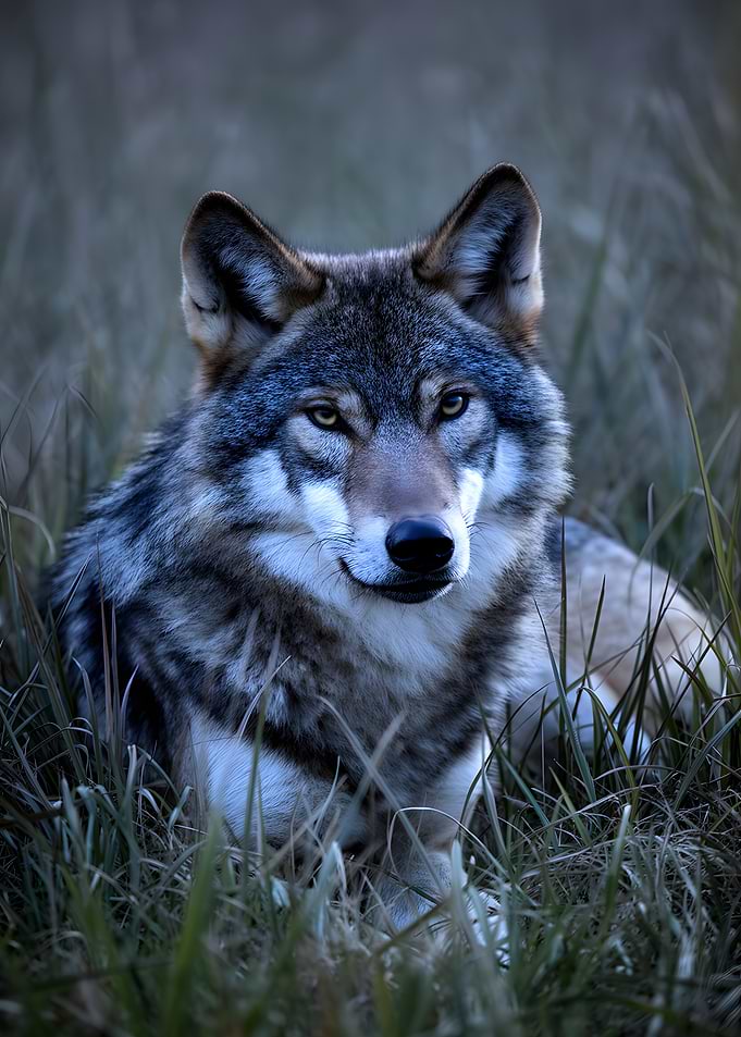 Wolf in tall grass