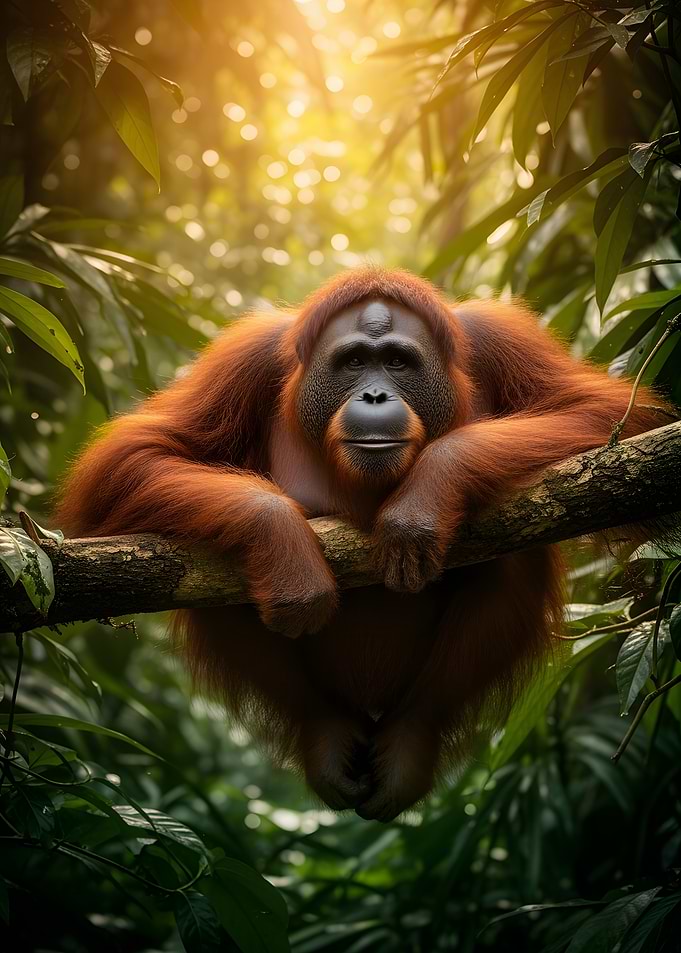 Orangutan resting on a branch