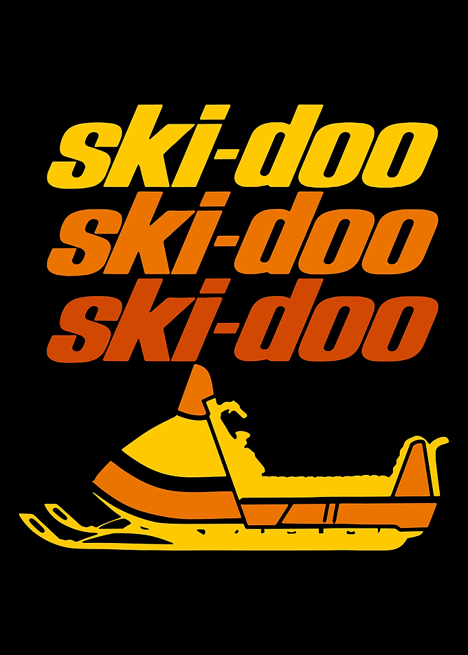 Ski-Doo Poster, Retro Snowmobile Wall Art, Yellow Orange Winter Adventure Print
